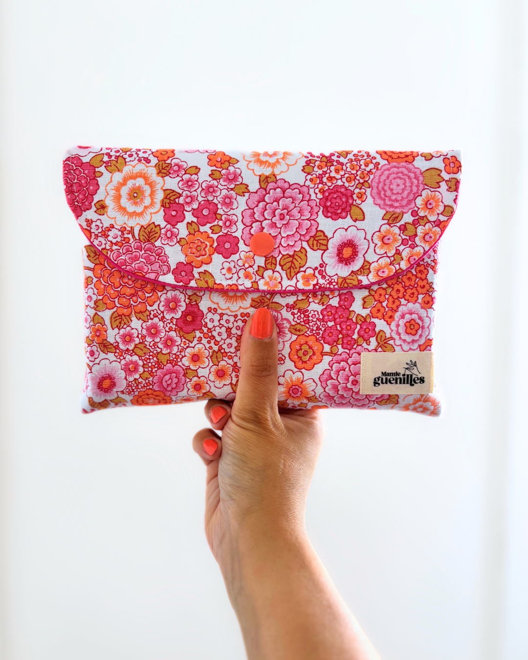 Pochette livre fleurs rose
