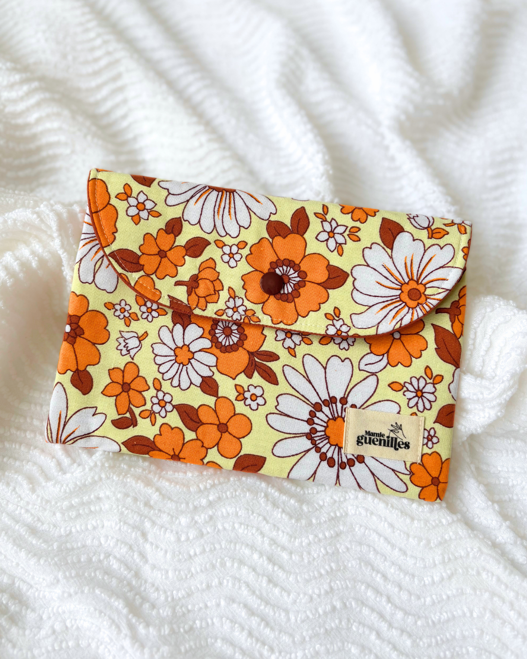 Pochette livre fleurs vintage orange