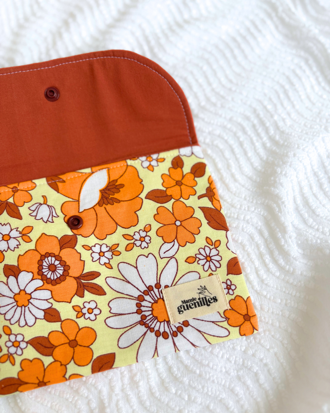 Pochette livre fleurs vintage orange