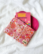 Pochette livre fleurs retro rose