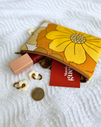 Pochette zip fleurs vintage jaune