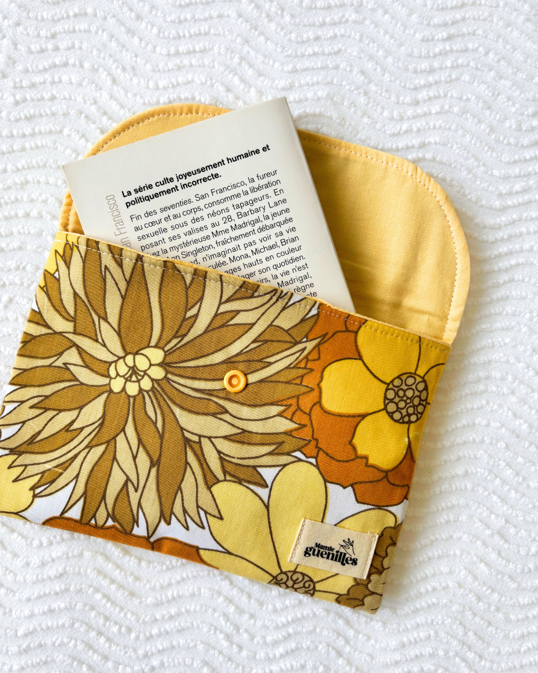 Pochette livre fleurs vintage orange