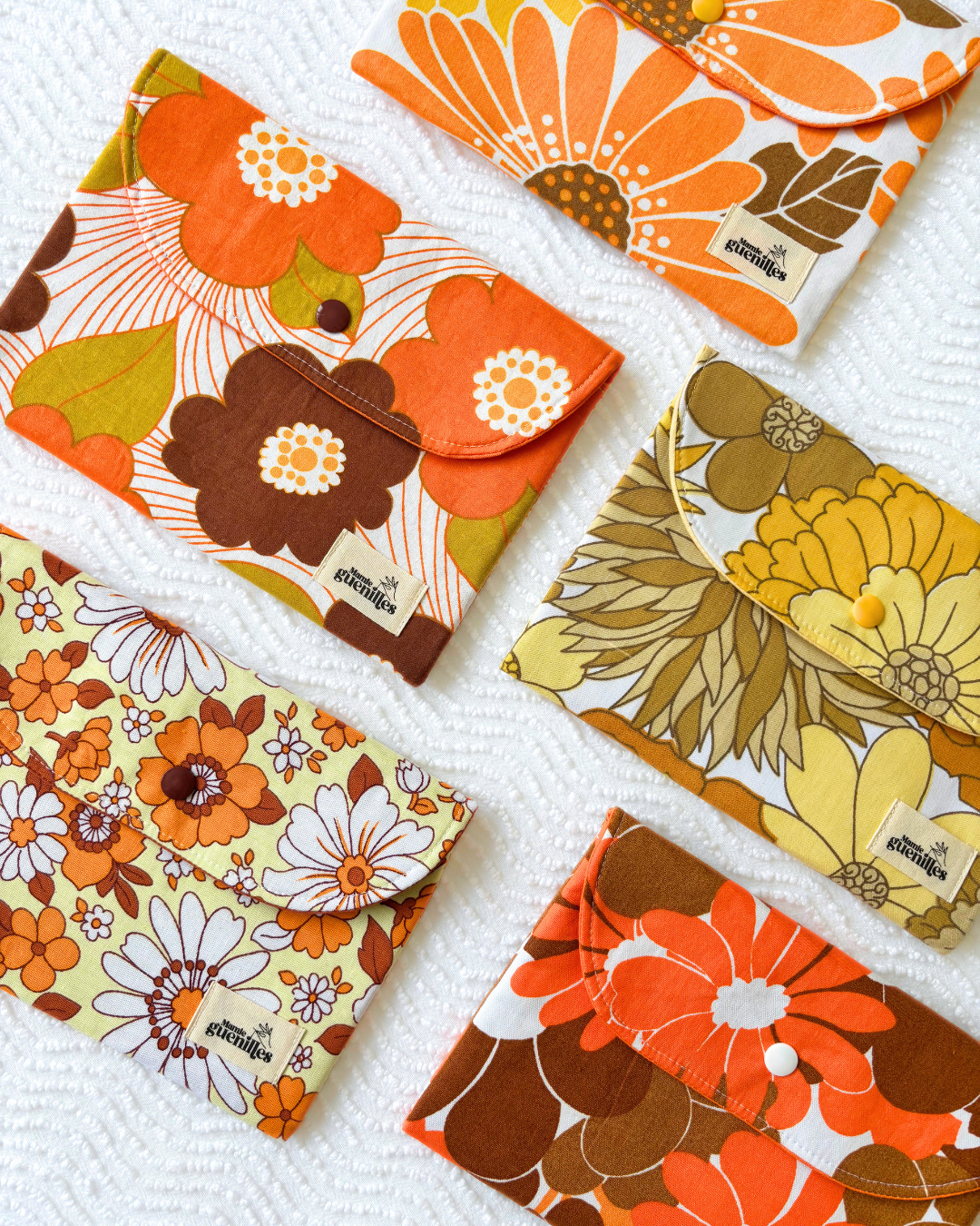 Pochette livre fleurs vintage orange