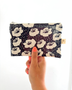 Pochette zip coquelicots blanc