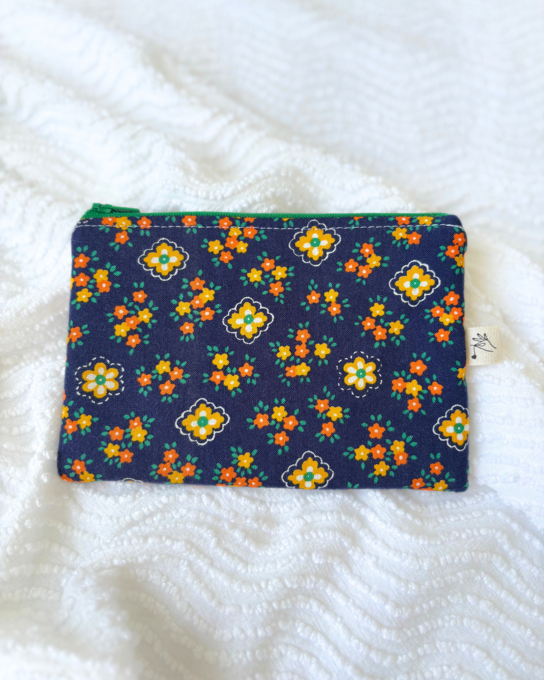 Pochette zip petites fleurs vintage