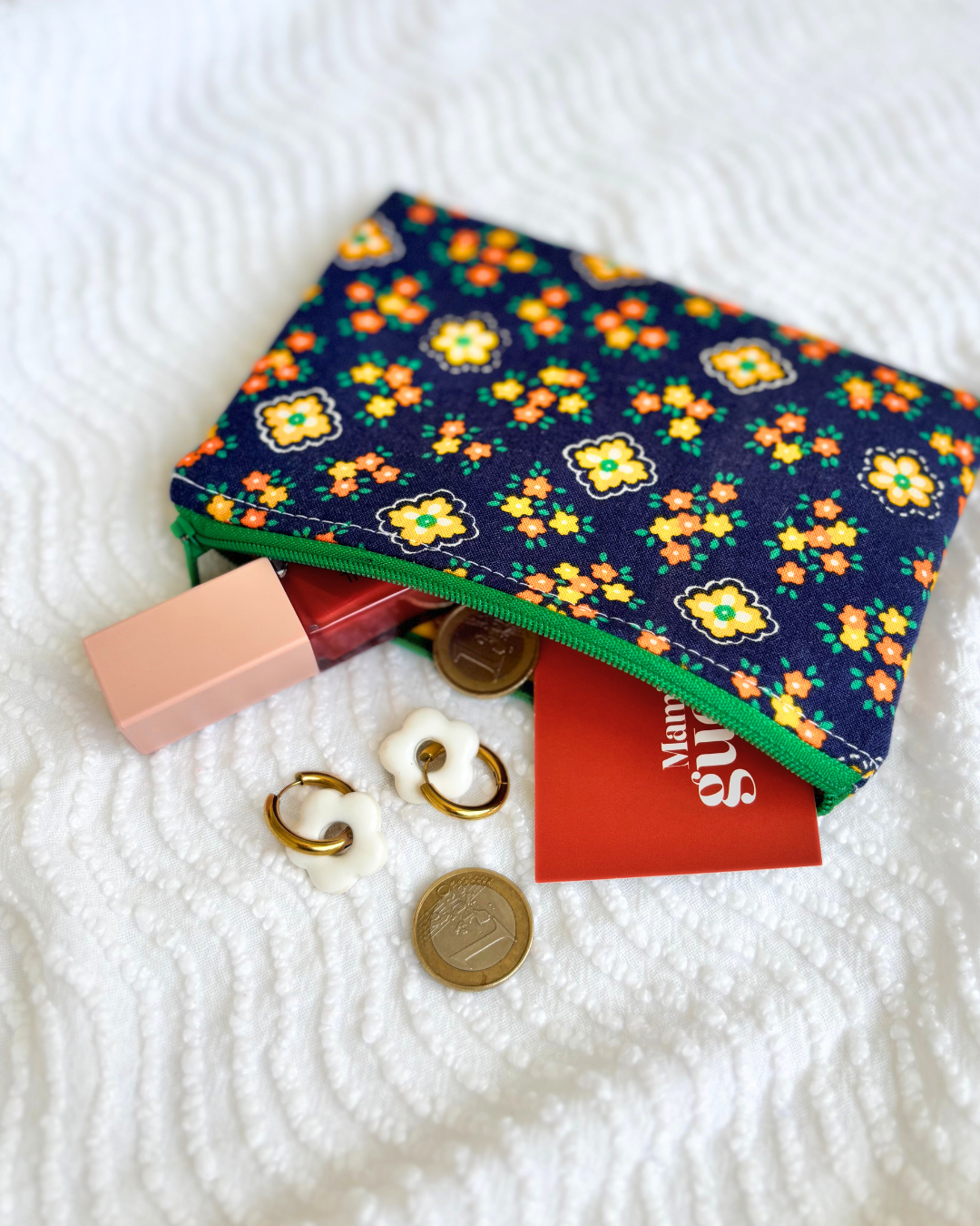 Pochette zip petites fleurs vintage