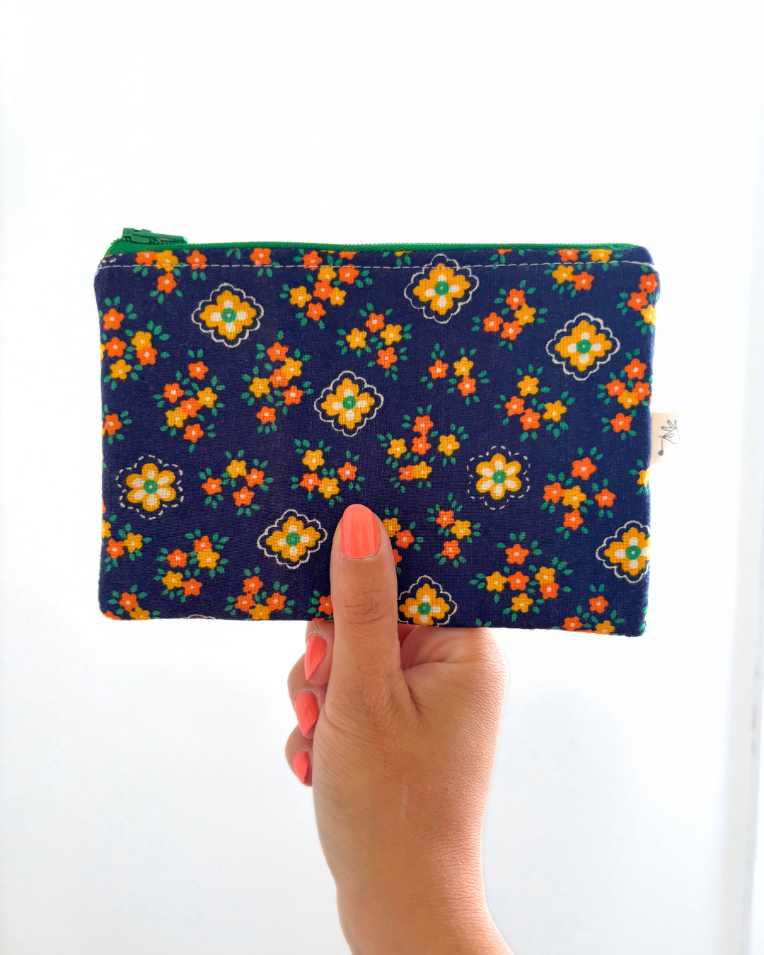 Pochette zip petites fleurs vintage