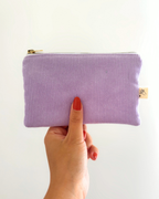 Pochette zip velours lila & fleurs