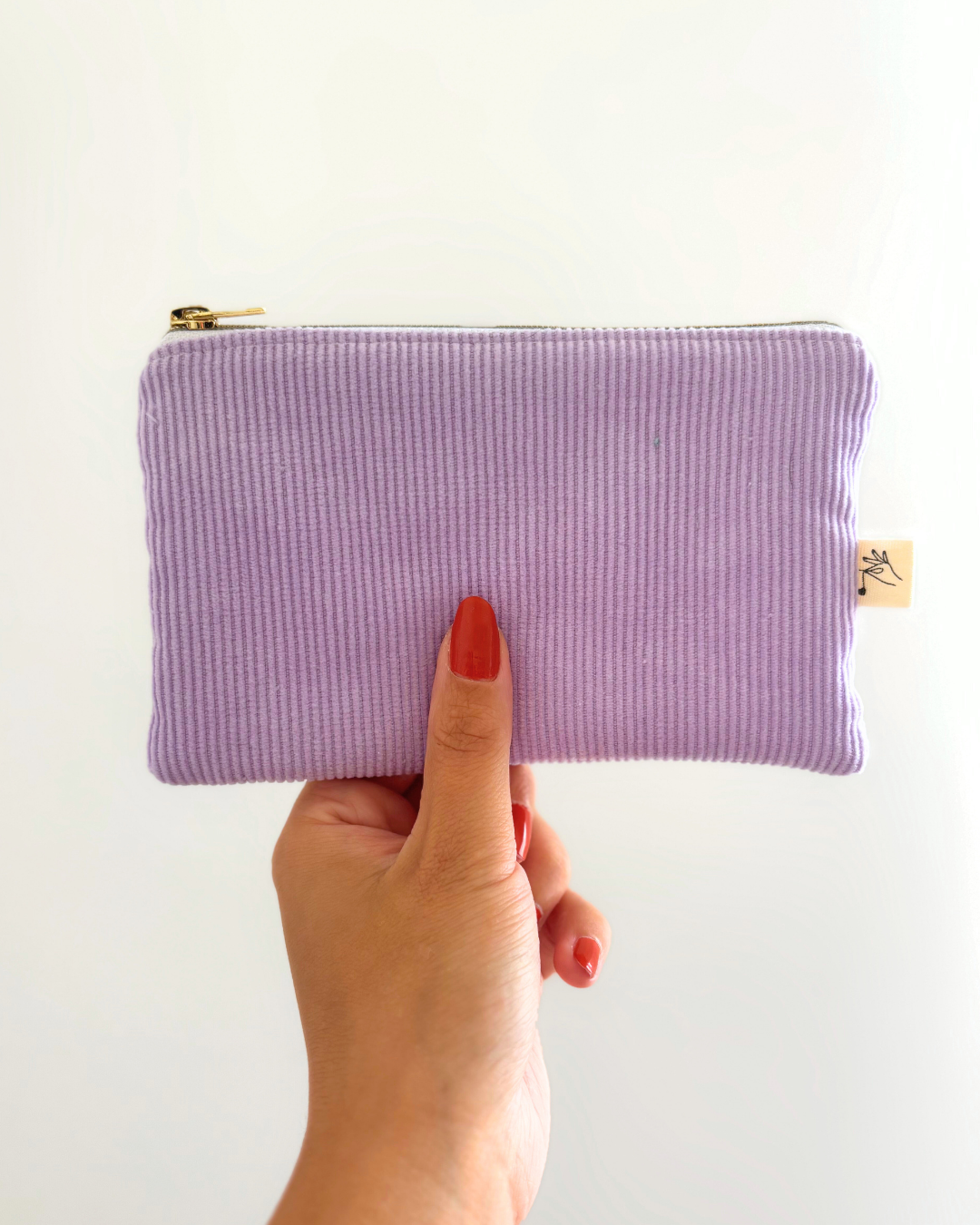 Pochette zip velours lila & fleurs