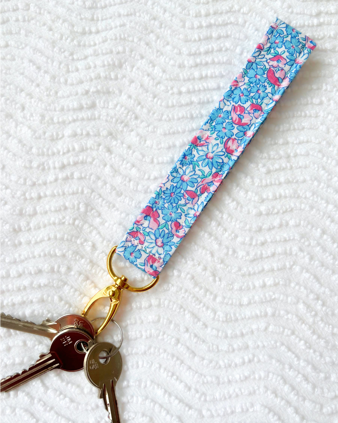 Porte-clés liberty rose et bleu