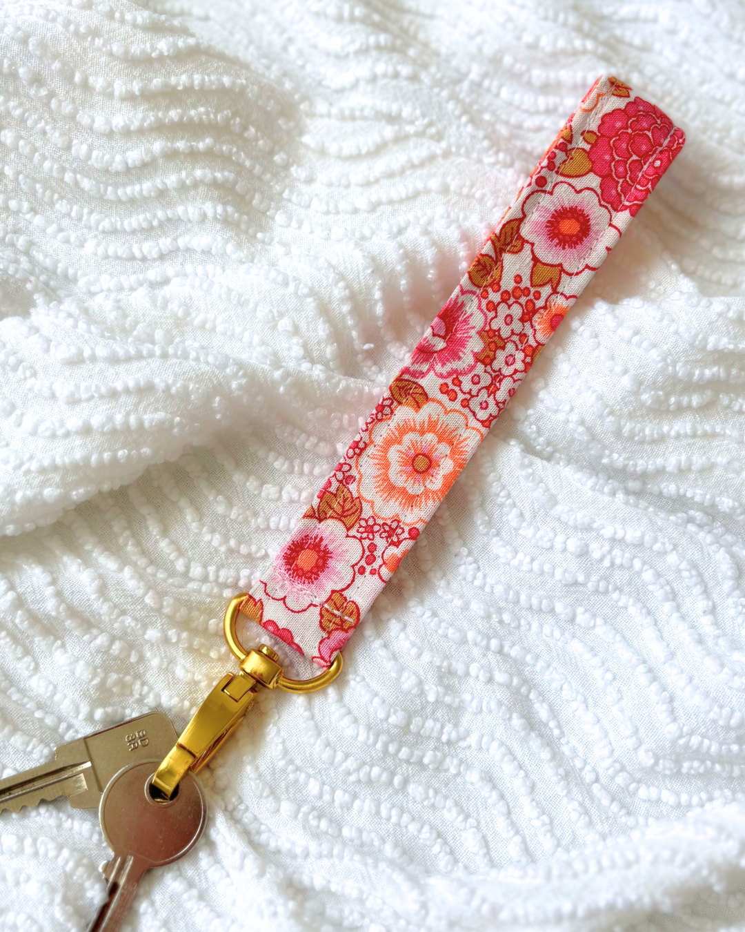 Porte-clés fleurs rose