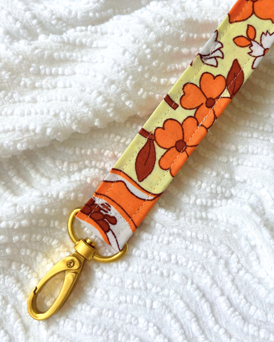 Porte-clés fleurs vintage orange