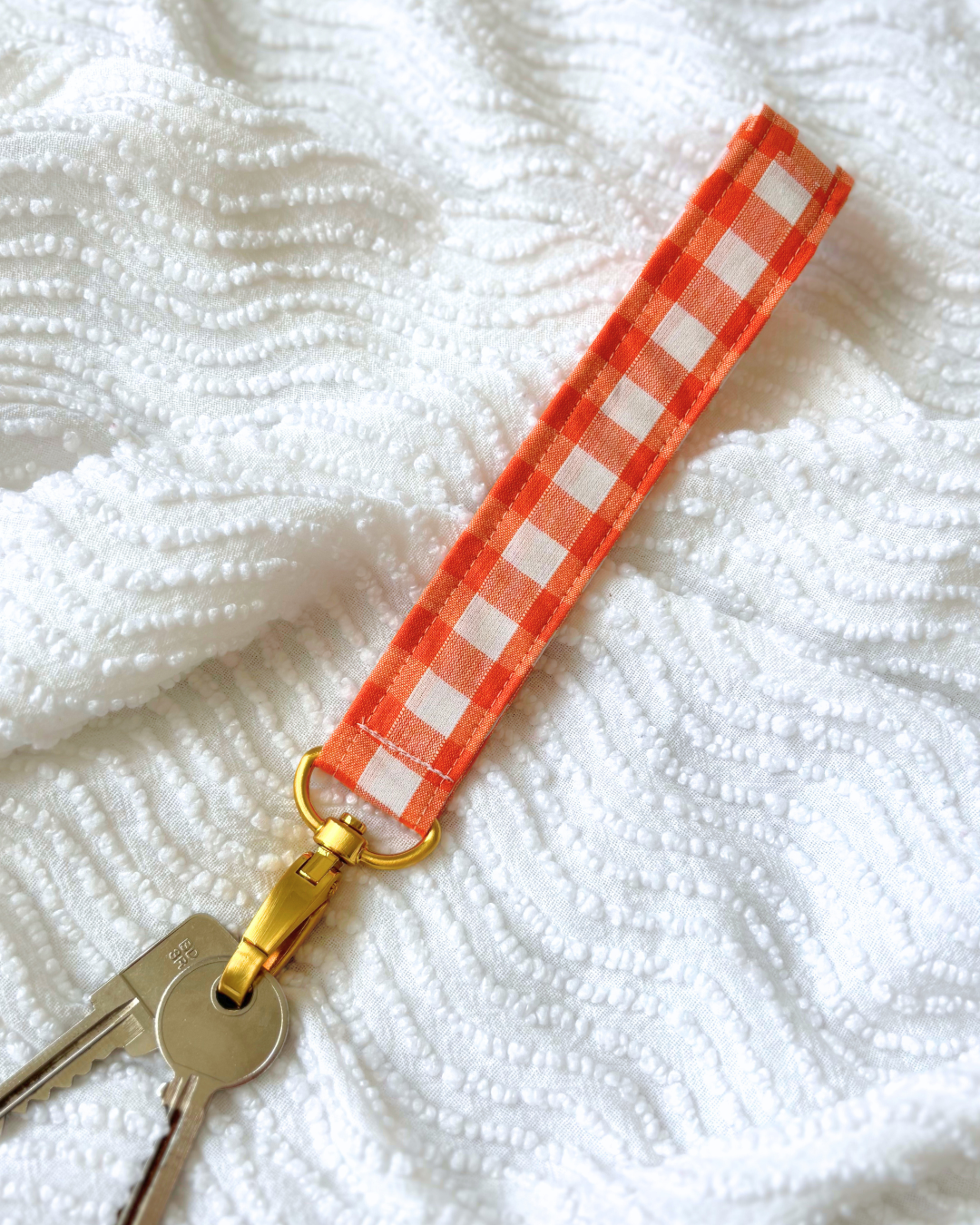 Porte-clés vichy orange