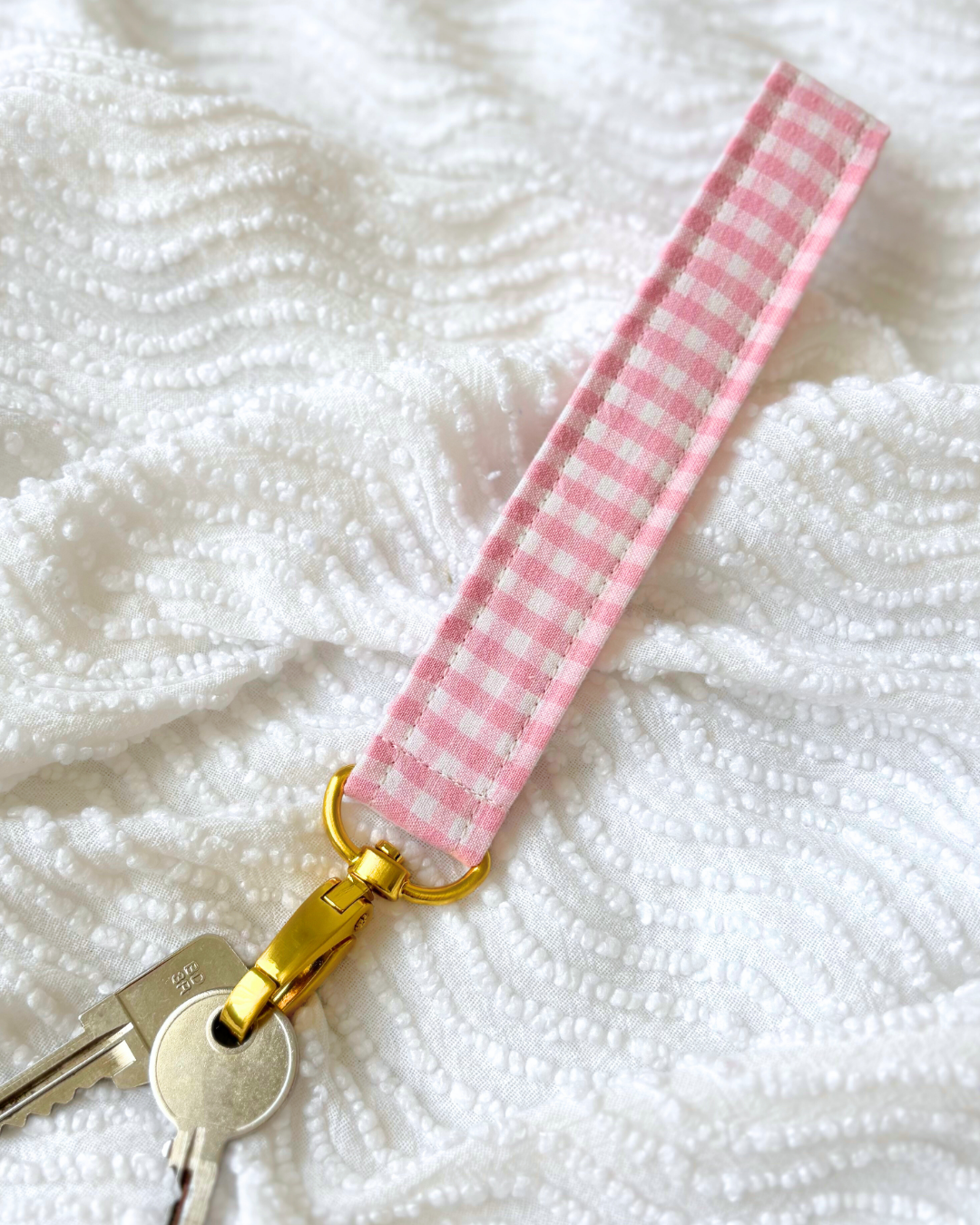 Porte-clés vichy rose