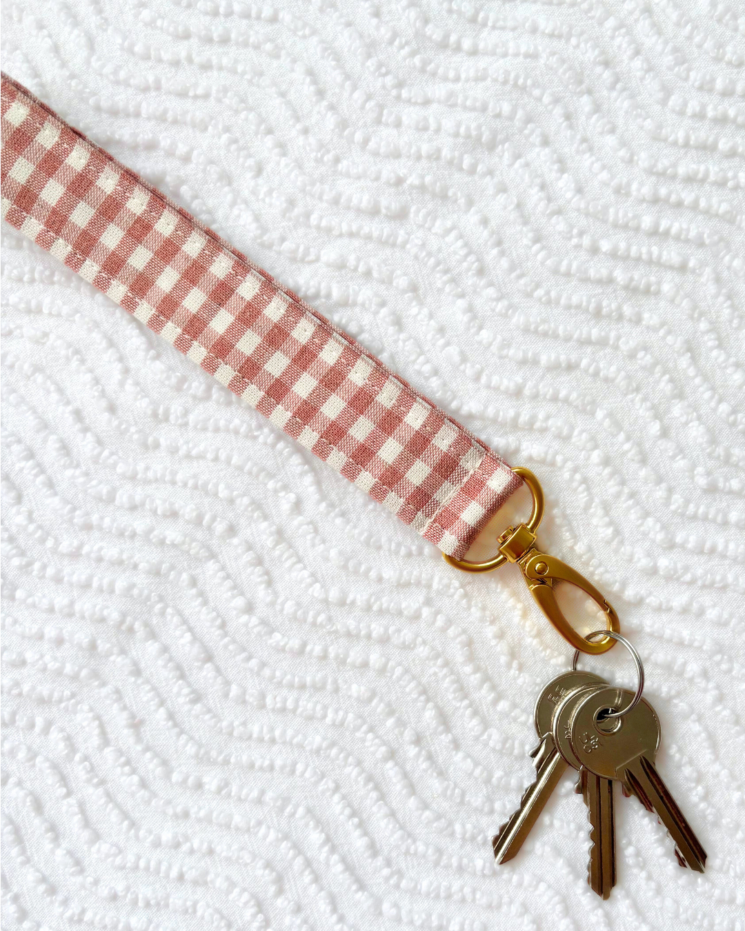 Porte-clés motif vichy rose