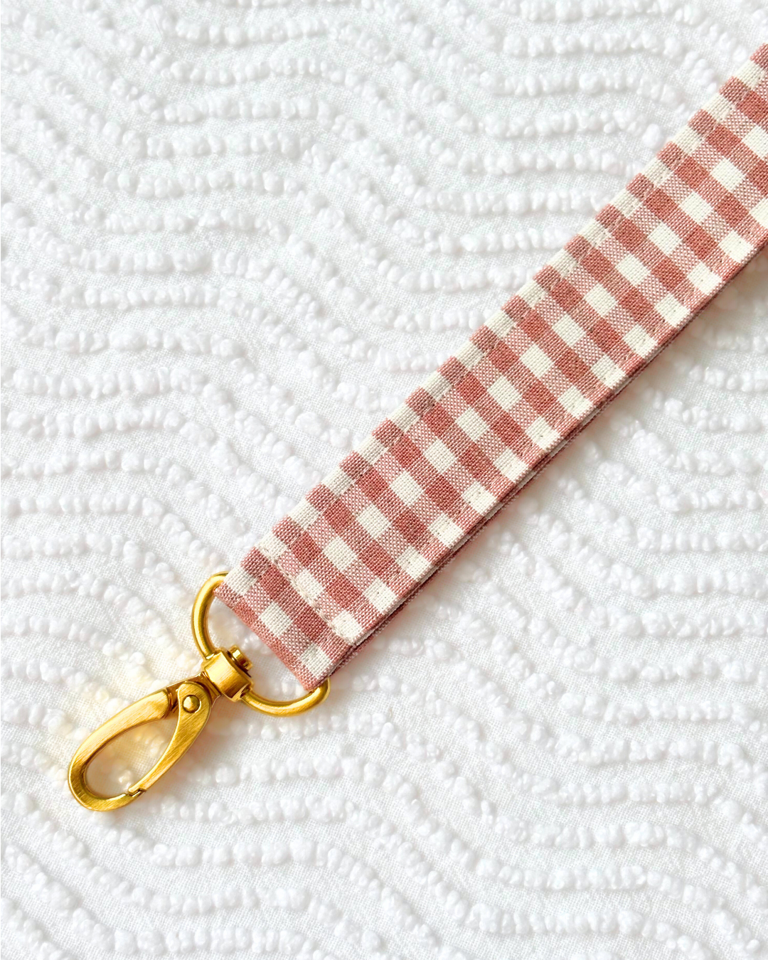 Porte-clés motif vichy rose