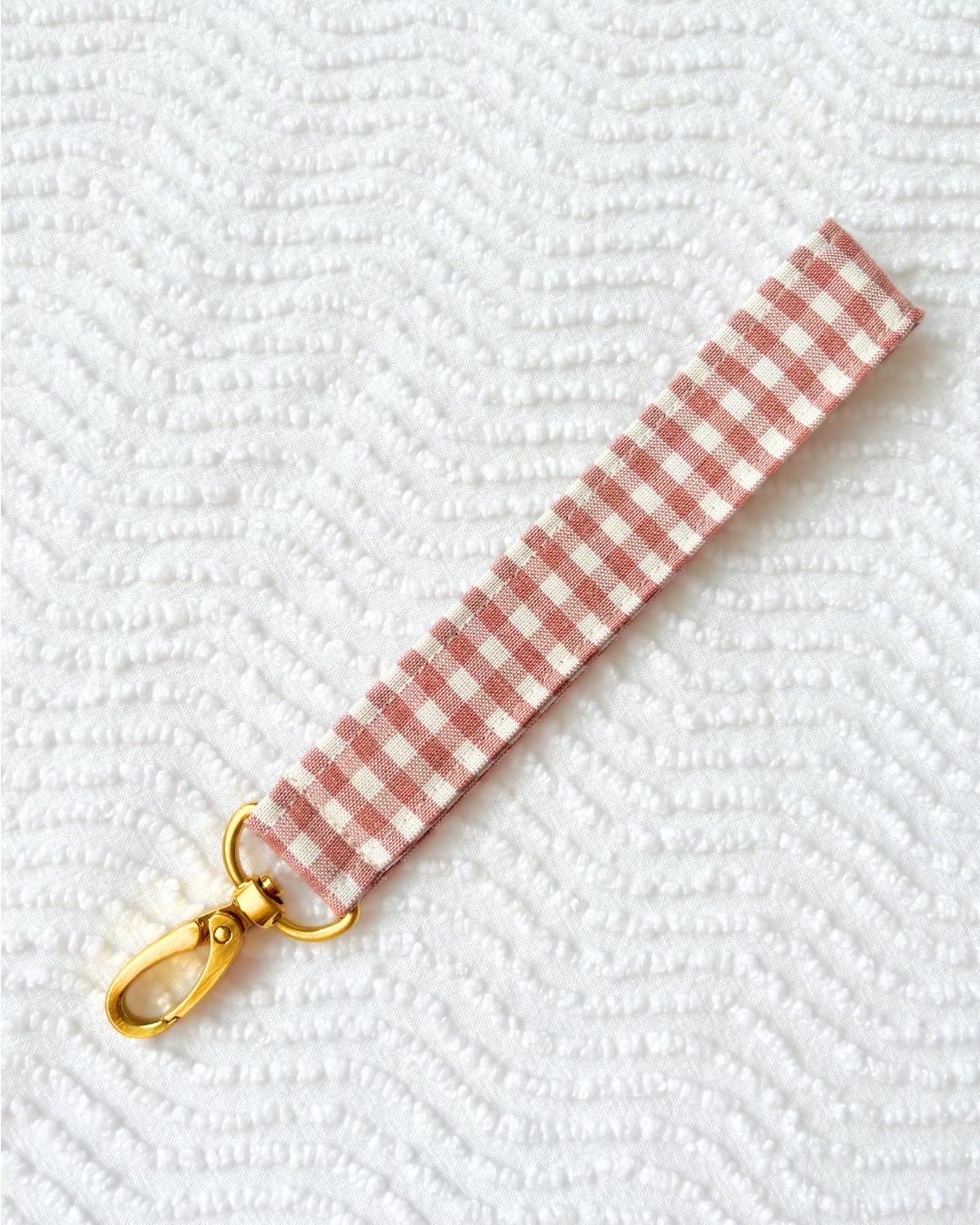 Porte-clés motif vichy rose