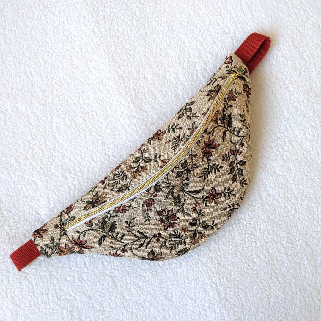 Sac banane motif fleurs anciennes
