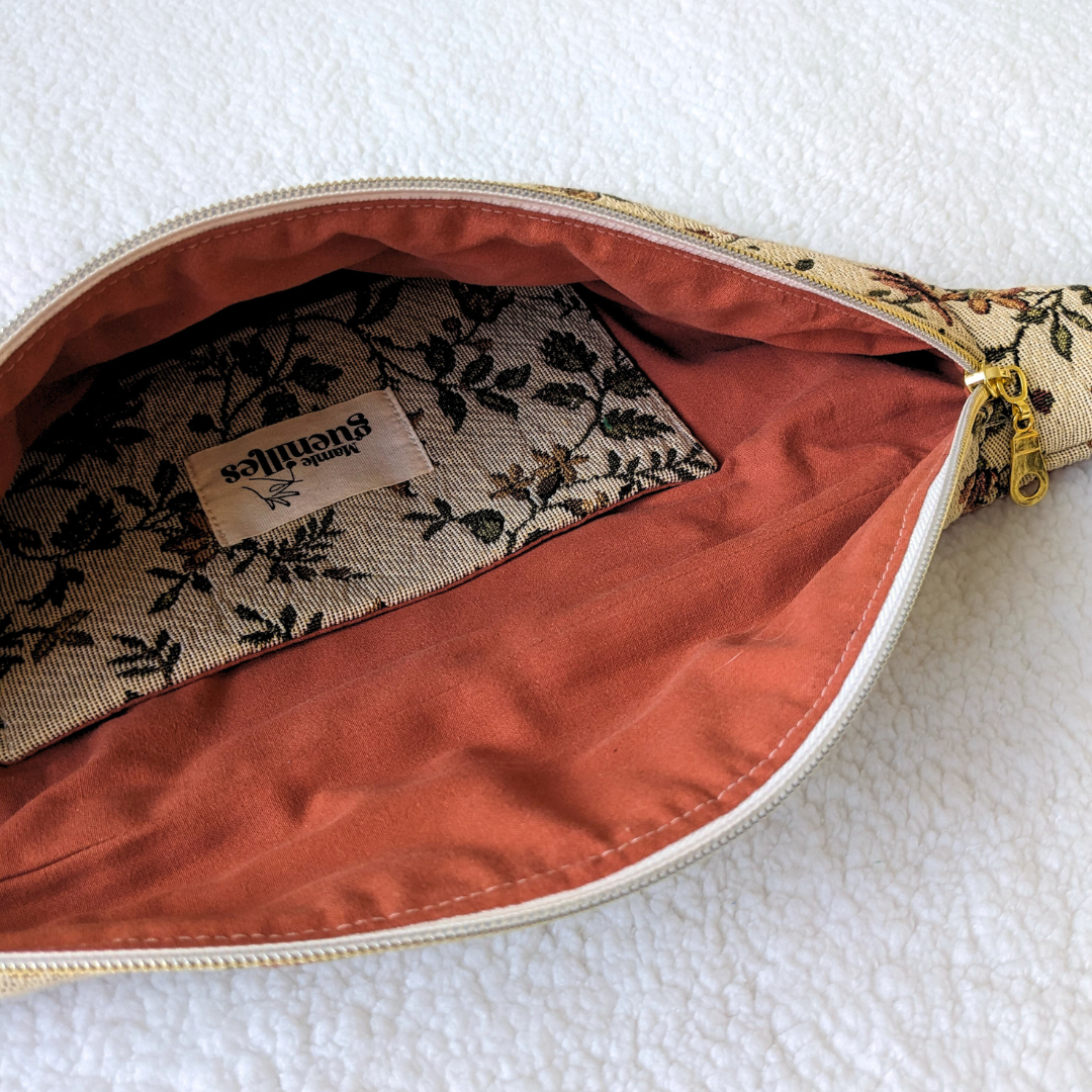 Sac banane motif fleurs anciennes