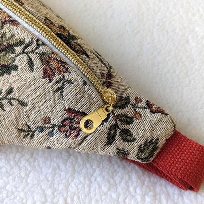 Sac banane motif fleurs anciennes