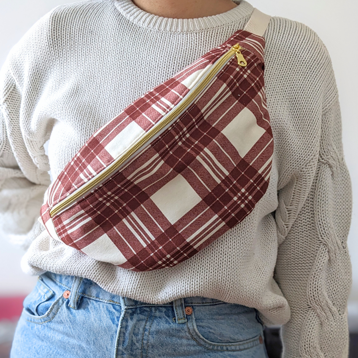 Sac banane à carreaux marrons