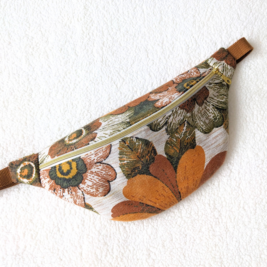 Sac banane motif fleurs vintage