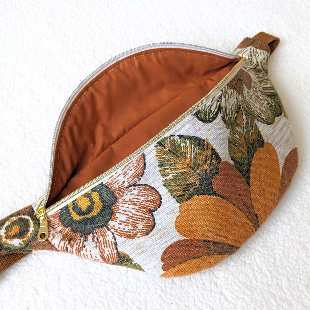 Sac banane motif fleurs vintage