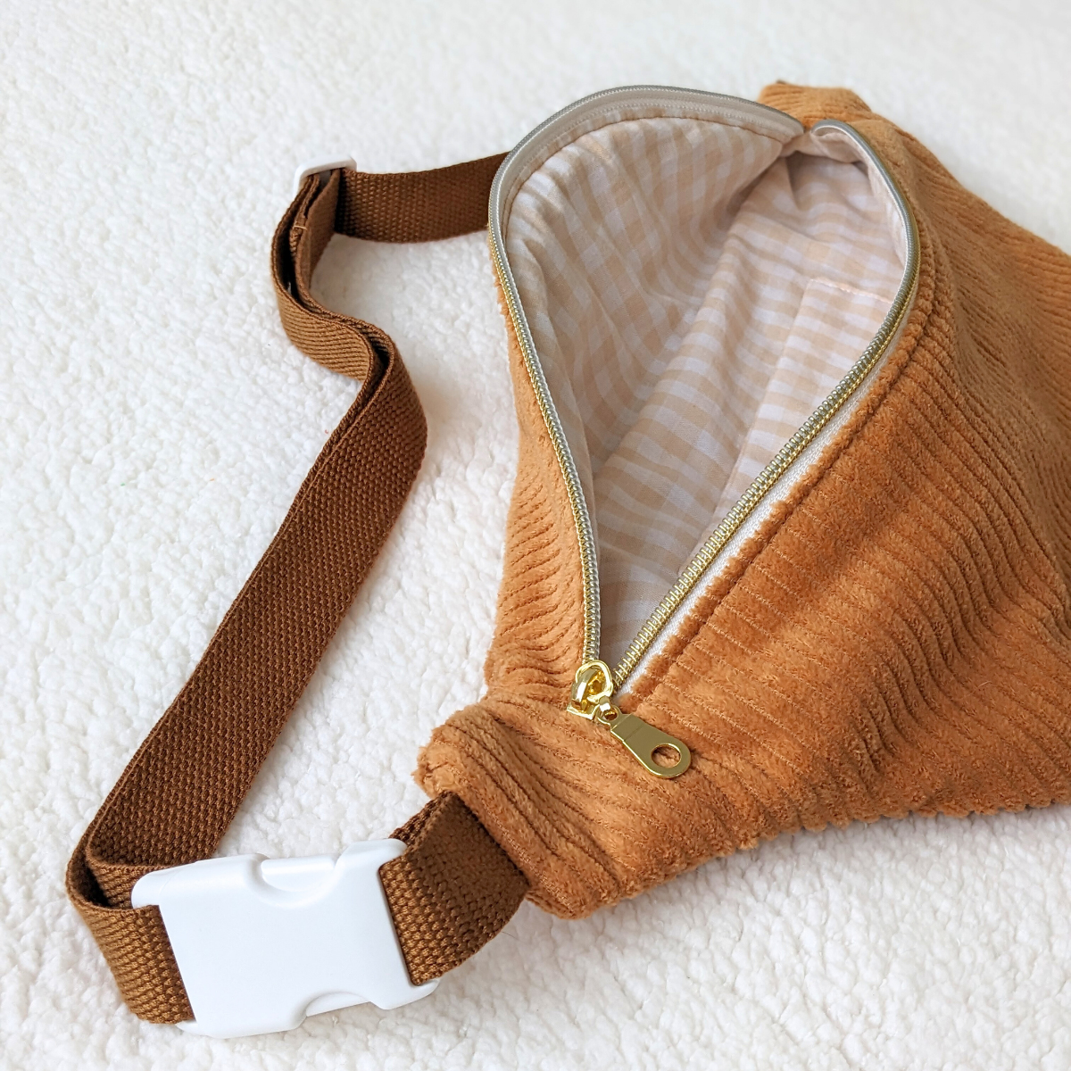 Sac banane velours Miel