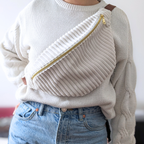 Sac banane velours Blanc & Fleurs 70s