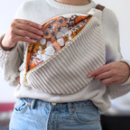 Sac banane velours Blanc & Fleurs 70s