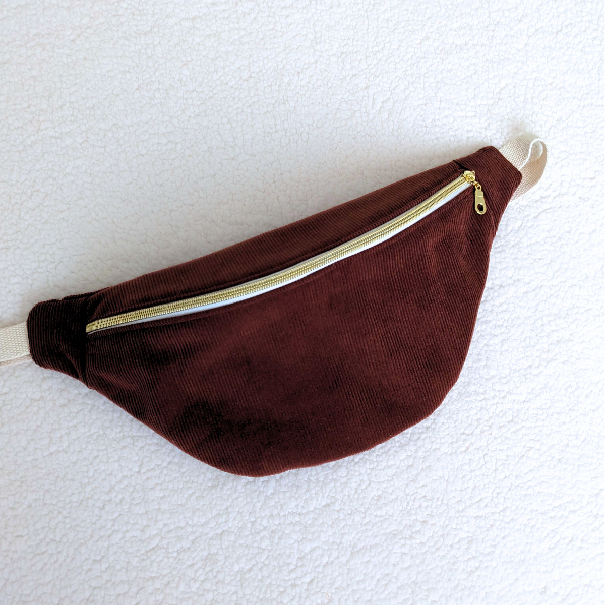 Sac banane velours Marron & Fleurs