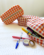Trousse vichy orange et lila