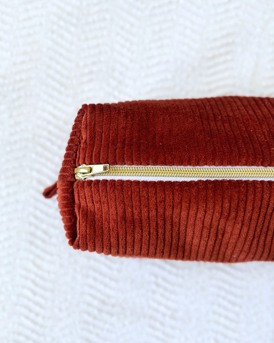 Trousse velours noisette et fleurs