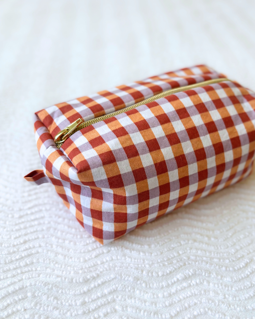 Trousse vichy orange et lila