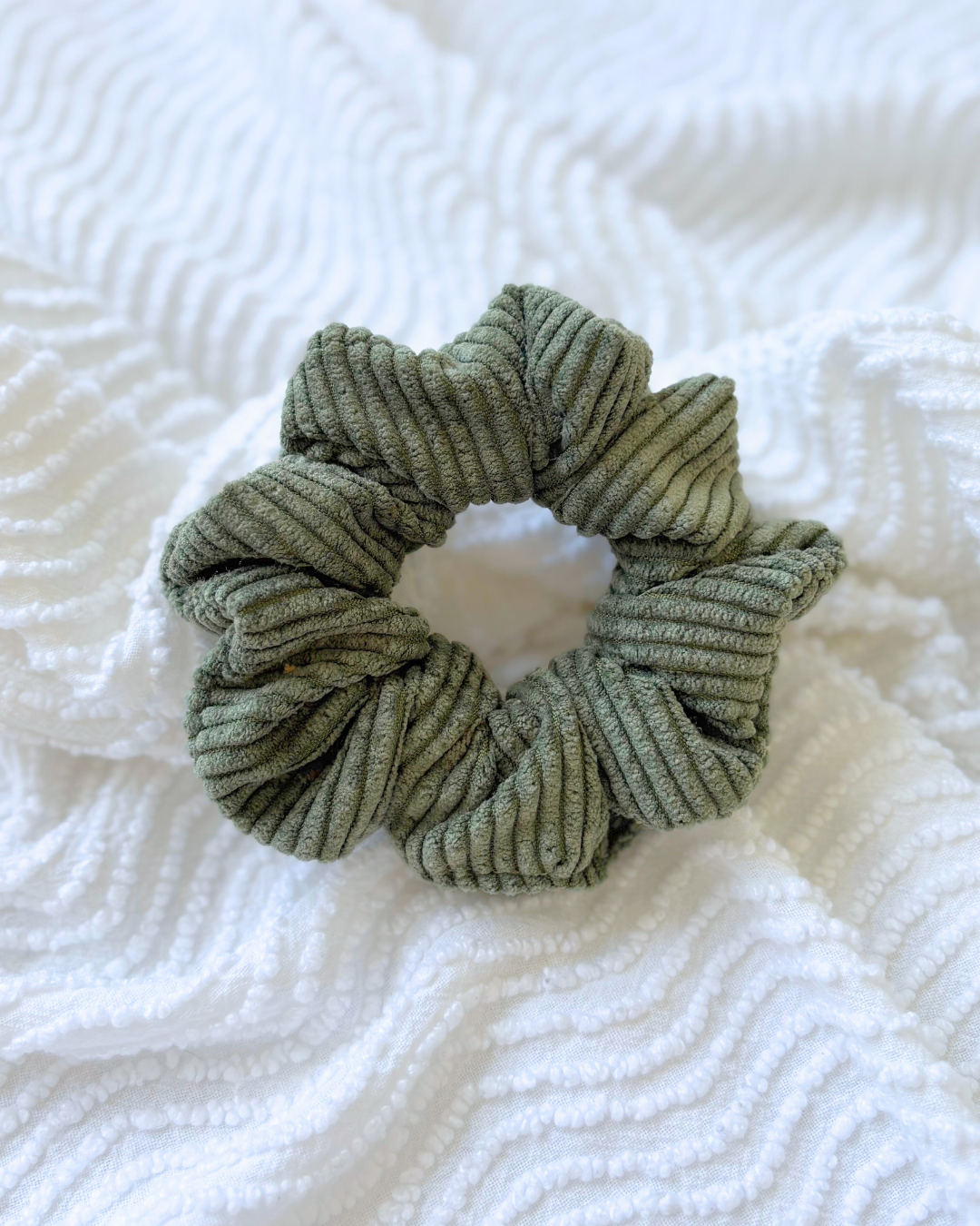 Chouchou en velours Vert kaki