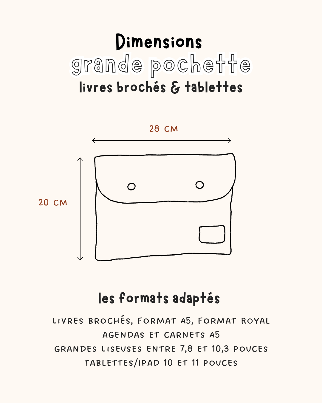 Grande pochette à livre & tablette personnalisée