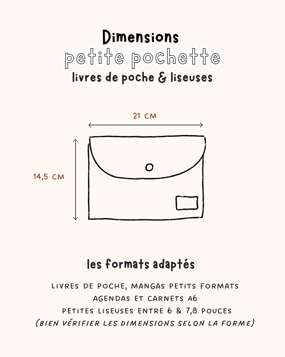 Petite pochette à livre & liseuse personnalisée