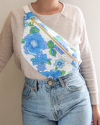 Sac banane bouquet vintage bleu