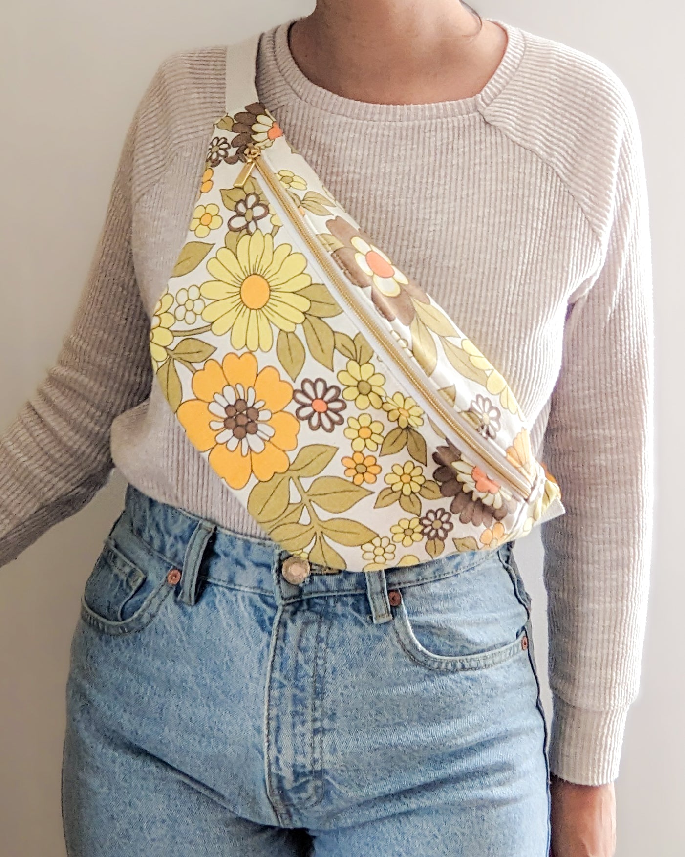 Sac banane bouquet printemps jaune