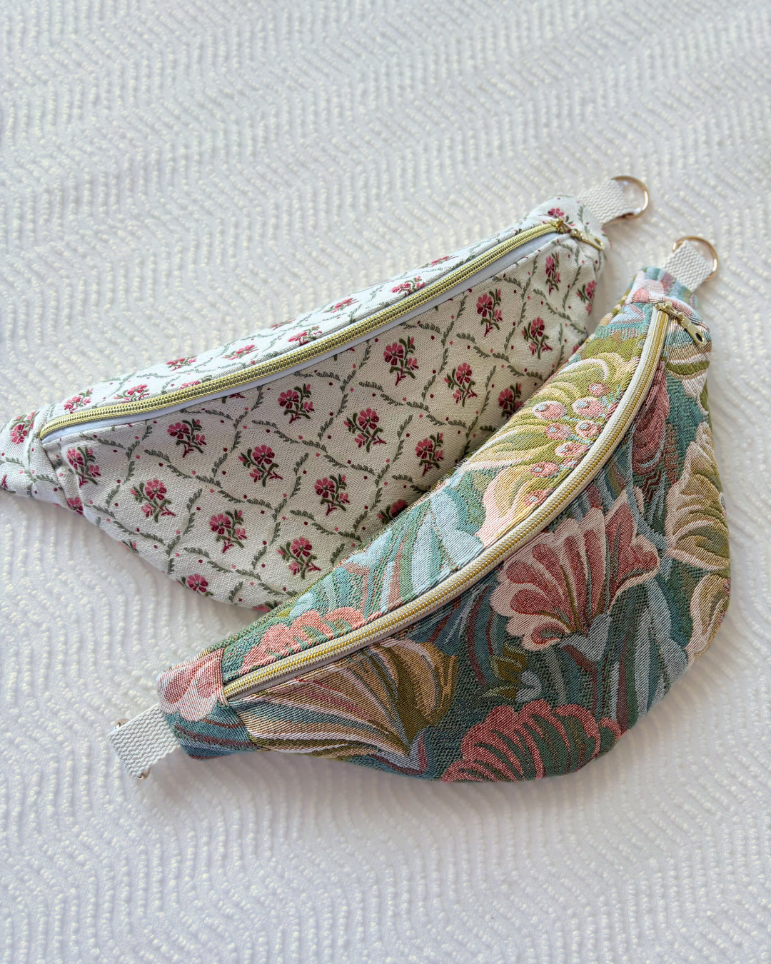 Sac banane vintage fleurs d'automne pastel