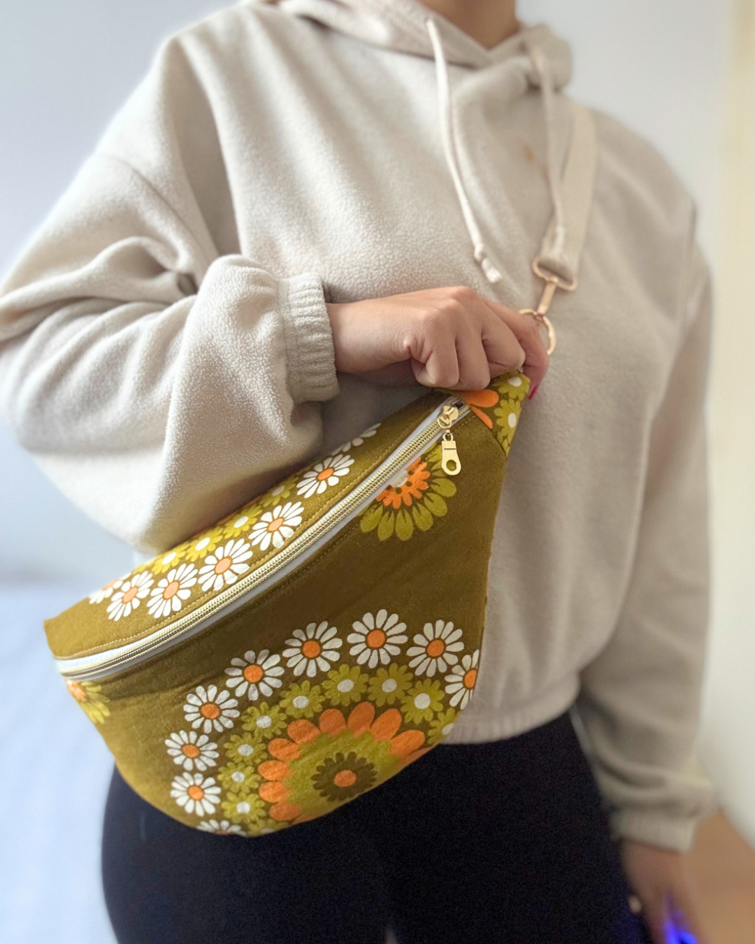 Sac banane vintage fleurs d'automne 70's