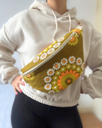 Sac banane vintage fleurs d'automne 70's
