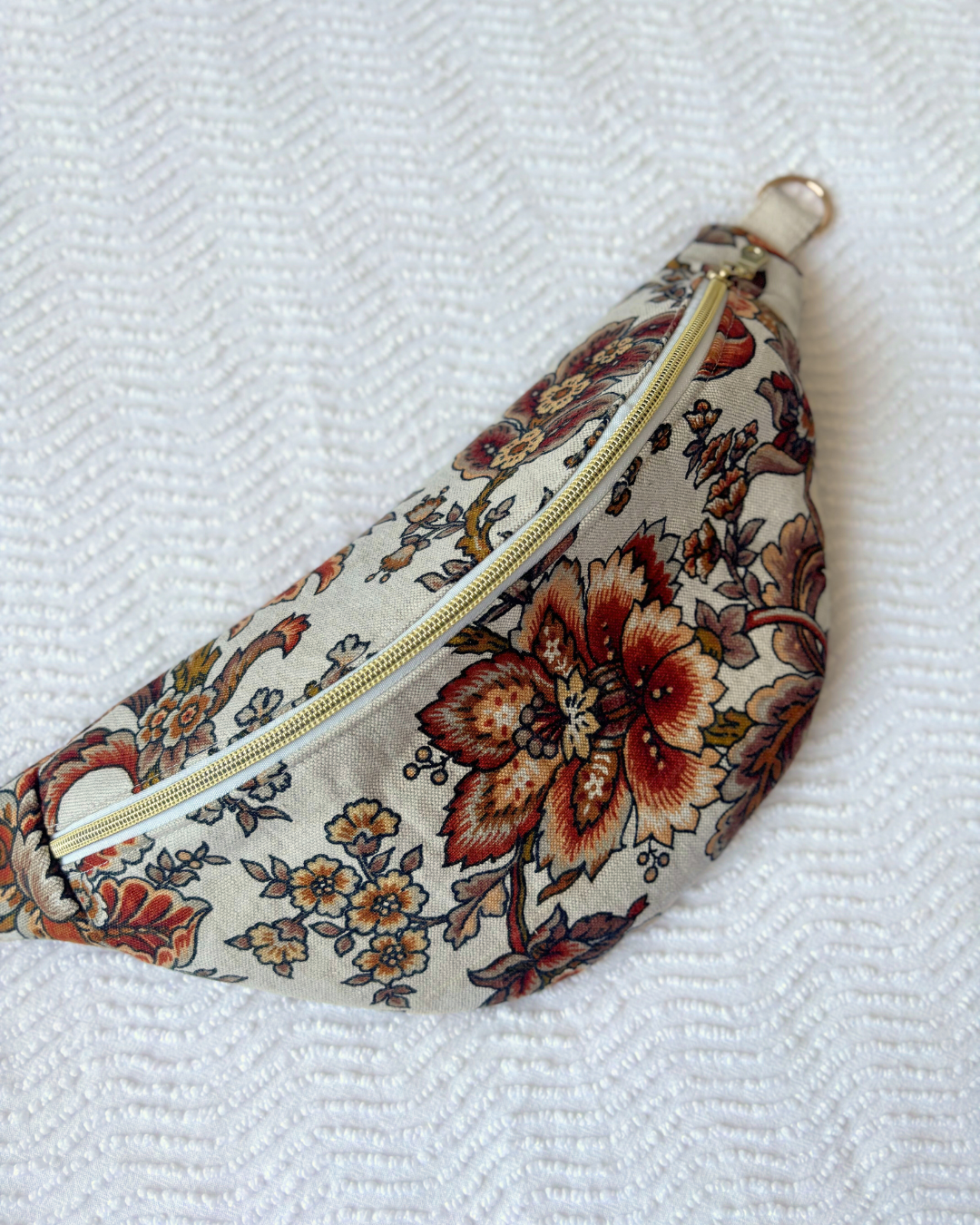 Sac banane vintage fleurs d'automne marron