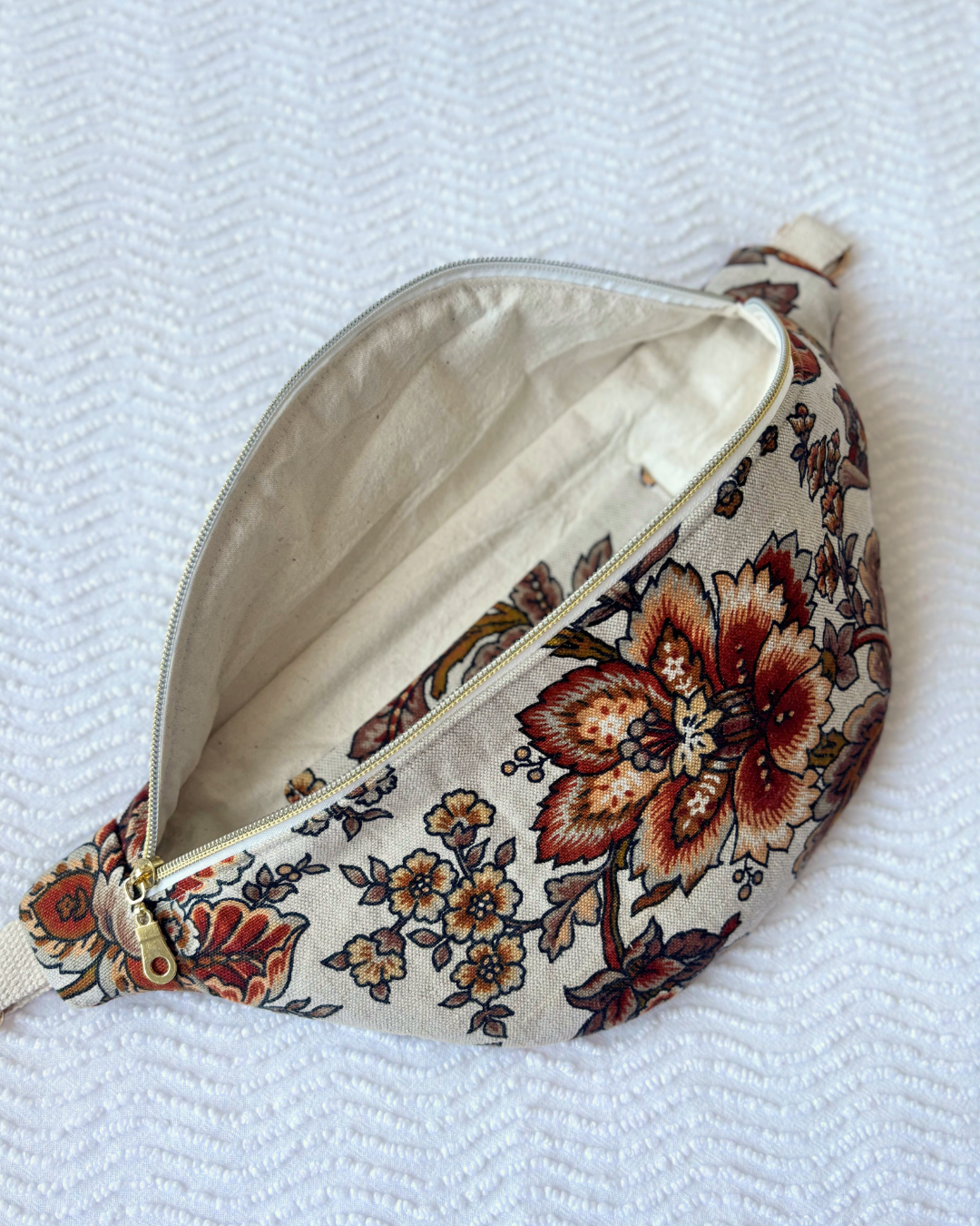 Sac banane vintage fleurs d'automne marron