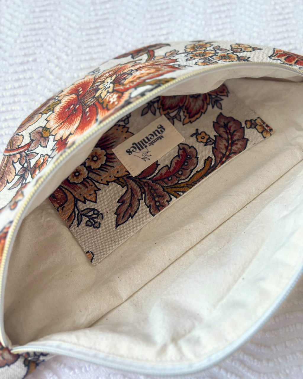 Sac banane vintage fleurs d'automne marron