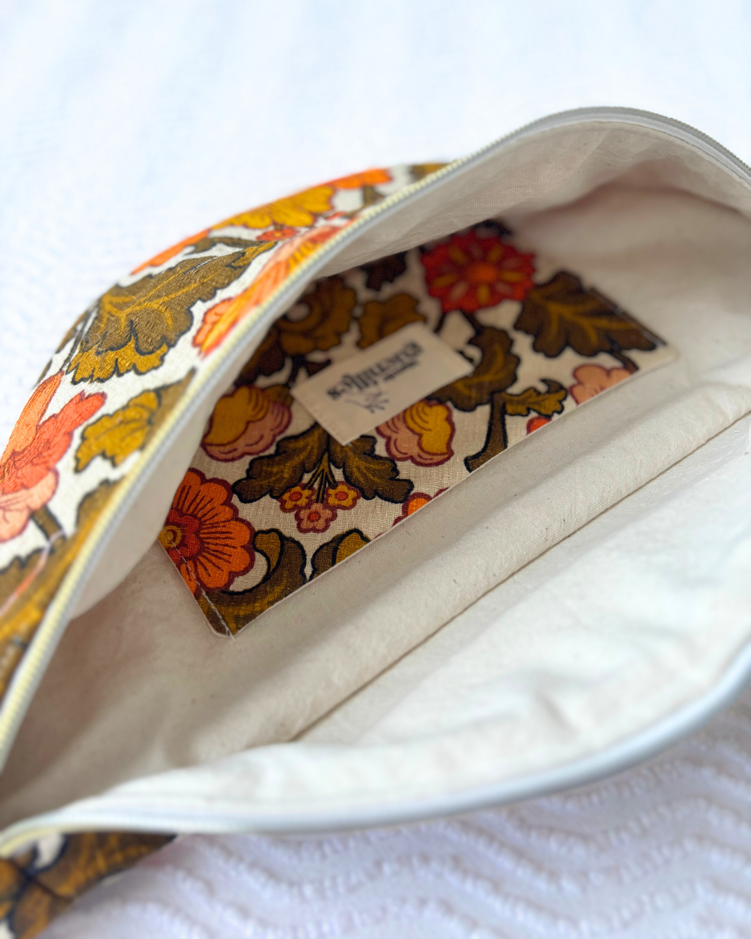 Sac banane vintage fleurs d'automne vert & orange