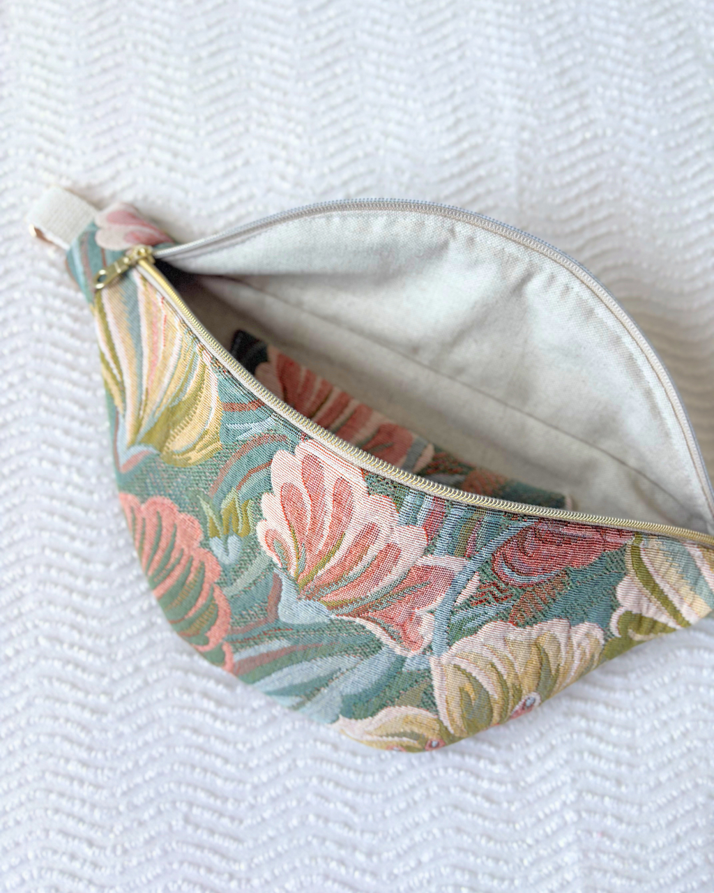 Sac banane vintage fleurs d'automne pastel