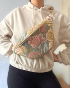 Sac banane vintage fleurs d'automne pastel