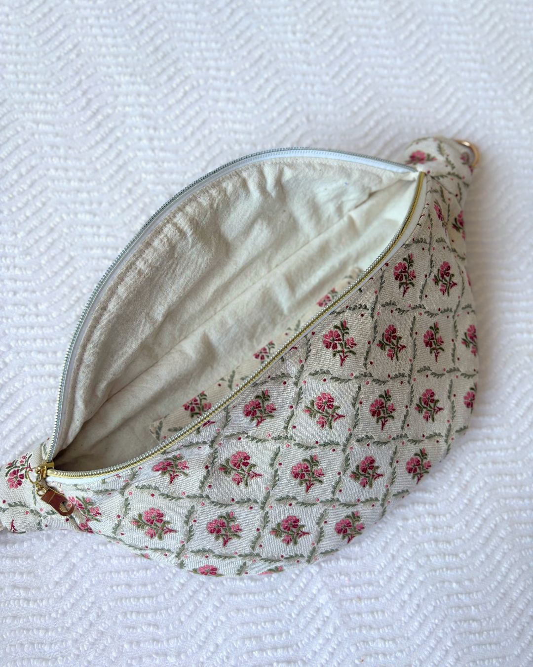 Sac banane vintage fleurs d'automne rose