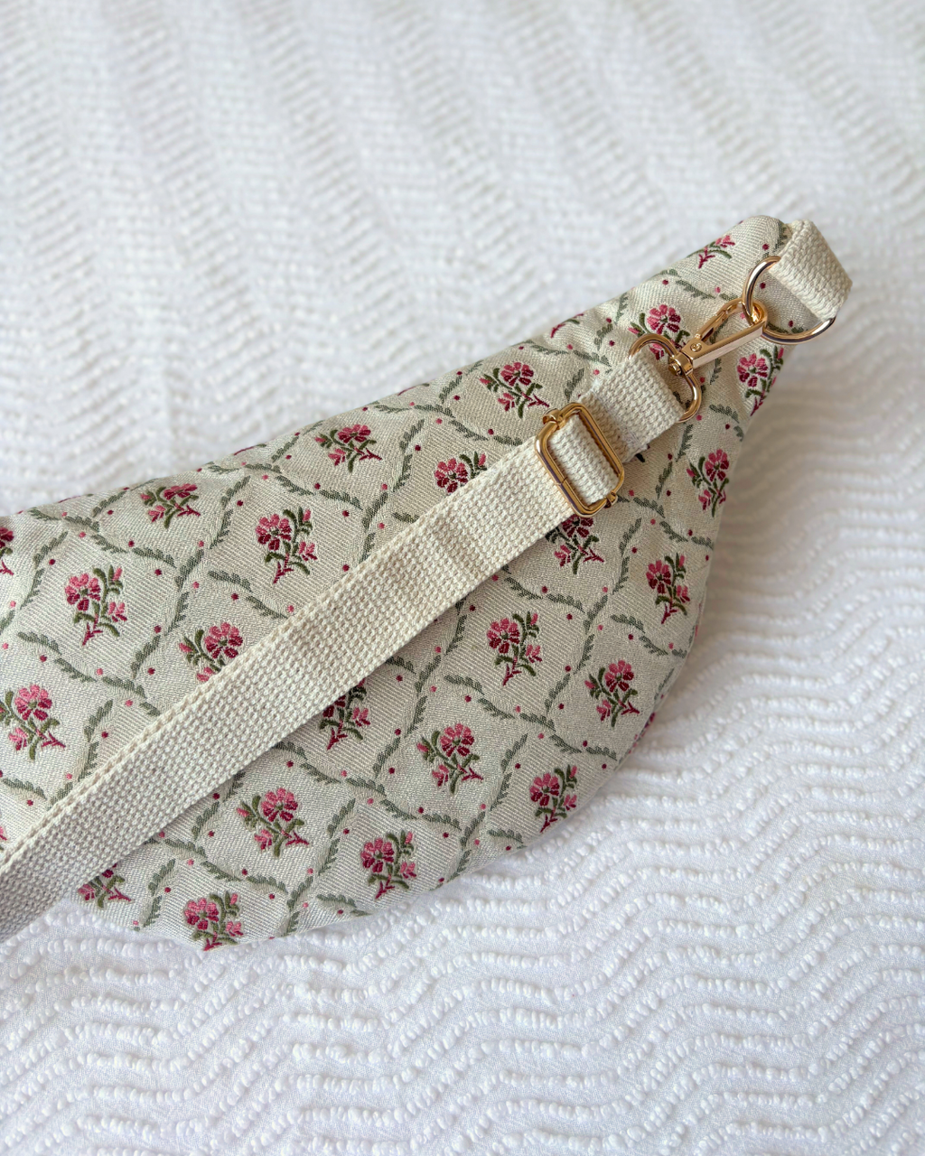 Sac banane vintage fleurs d'automne rose